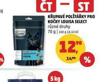 Penny Market Louisa select křupavé polštářky pro kočky nabídka