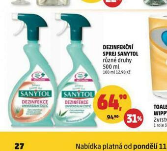 Penny Market Sanytol dezinfekční sprej nabídka