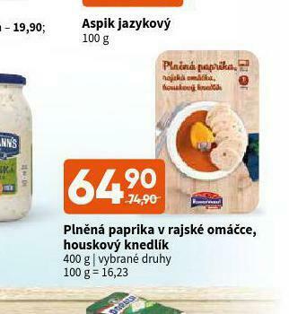 Terno Plněná paprika v rajské omáčce, houskový knedlík nabídka