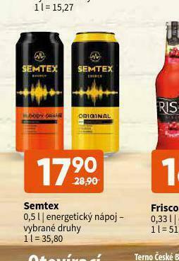 Terno Semtex energetický nápoj nabídka