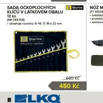 Sada očkoplochých klíčů v látkovém obalu