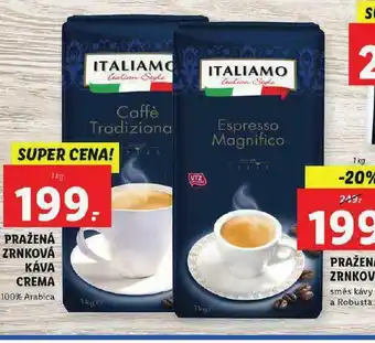 Lidl Pražená zrnková káva crema nabídka