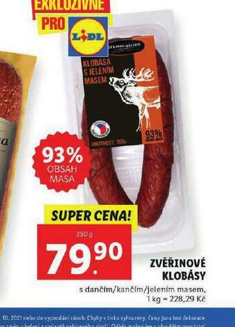 Lidl Zvěřinové klobásy nabídka