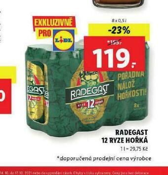 Lidl Pivo radegast ryze hořká 12 nabídka