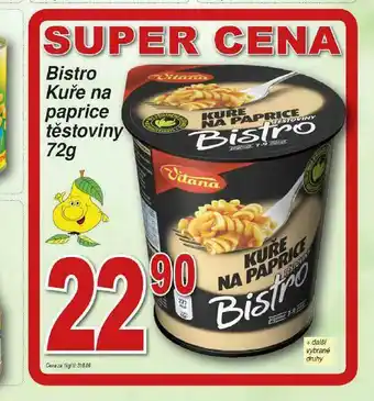 Lidl Bistro kuře na paprice, těstoviny nabídka