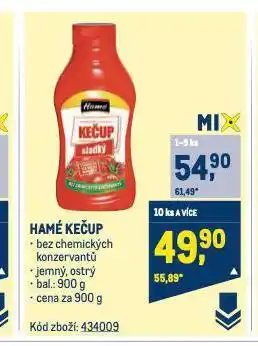 Makro Hamé kečup nabídka