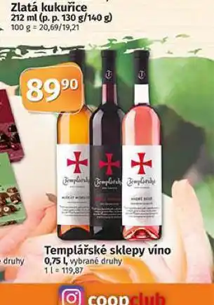 Coop Templářské sklepy víno nabídka