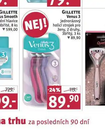 Rossmann Gillette venus 3 jednorázový holicí strojek nabídka