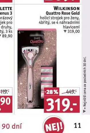 Rossmann Wilkinson quattro rose gold holicí strojek nabídka