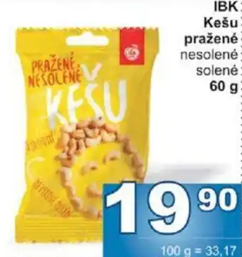 Jip IBK Kešu pražené nesolené solené 60 g nabídka