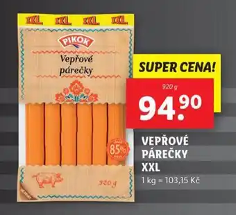 Lidl Vepřové párečky xxl nabídka