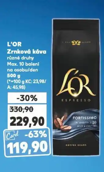 Kaufland L'OR Zrnková káva nabídka