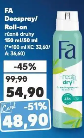 Kaufland FA Deospray/ Roll-on nabídka