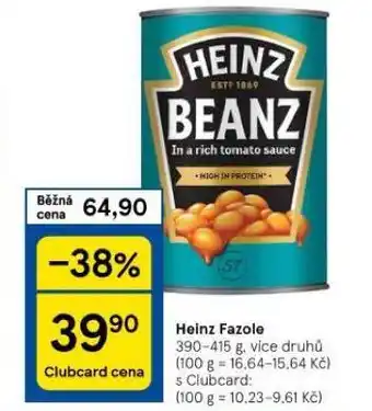 Tesco Heinz fazole nabídka