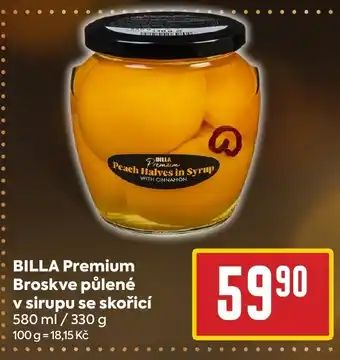 BILLA Premium Broskve půlené v sirupu se skořicí