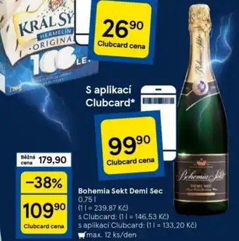 Tesco Bohemia Sekt Demi Sec 0,75L nabídka