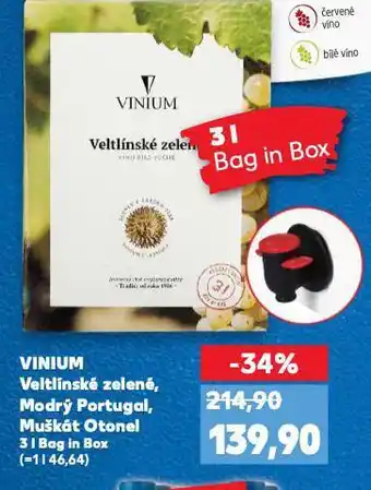 Kaufland Vinium veltínské zelené nabídka