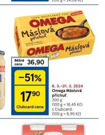 Tesco Omega máslová příchuť nabídka