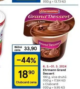 Tesco Ehrmann grand dessert nabídka