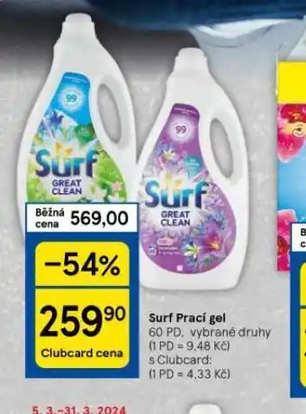 Tesco Surf prací gel nabídka