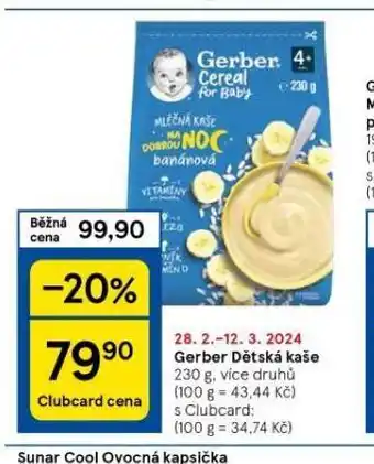 Tesco Gerber dětská kaše nabídka