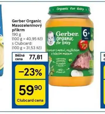 Tesco Gerber organic masozeleninový příkrm nabídka