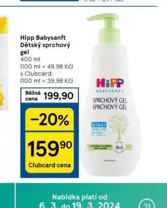 Tesco Hipp babysanft dětský sprchový gel nabídka