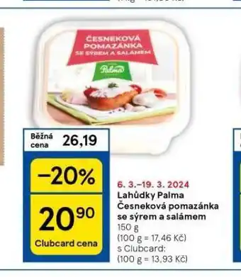 Tesco Česneková pomazánka se sýrem a salámem nabídka