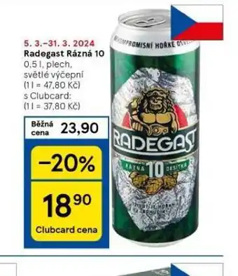 Tesco Pivo radegast rázná 10 nabídka
