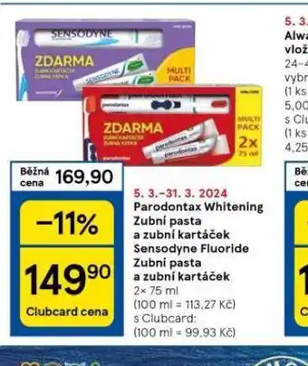 Tesco Parodontax whitening zubní pasta nabídka