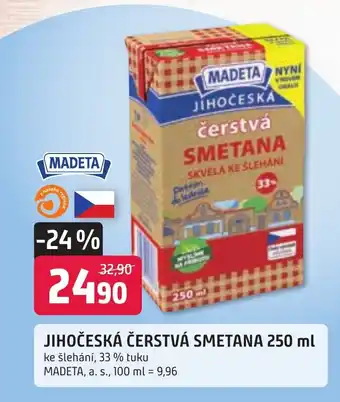 Trefa JIHOČESKÁ ČERSTVÁ SMETANA 250 ml nabídka