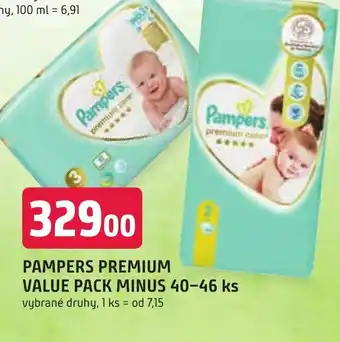 PAMPERS PREMIUM VALUE PACK MINUS 40-46 ks