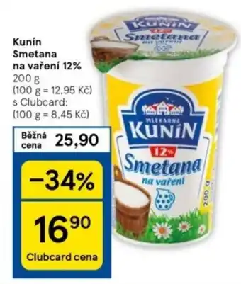 Tesco Kunín Smetana na vaření 12% nabídka