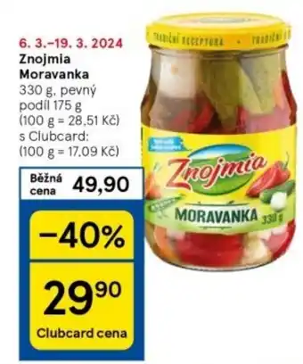 Tesco Znojmia Moravanka nabídka