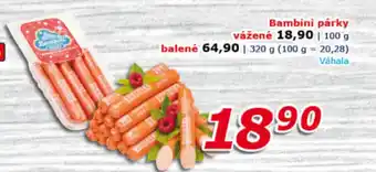 ESO MARKET Bambini párky nabídka