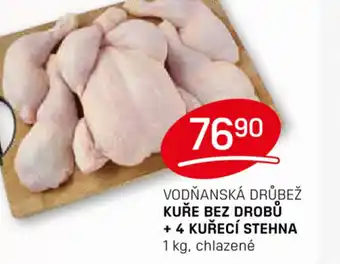 VODŇANSKÁ DRŮBEŽ KUŘE BEZ DROBŮ + 4 KUŘECÍ STEHNA