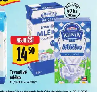 Albert Trvanlivé mléko nabídka