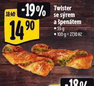 Albert Twister se sýrem a špenátem nabídka