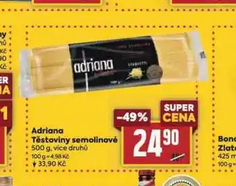 Billa Adriana těstoviny semolinové nabídka