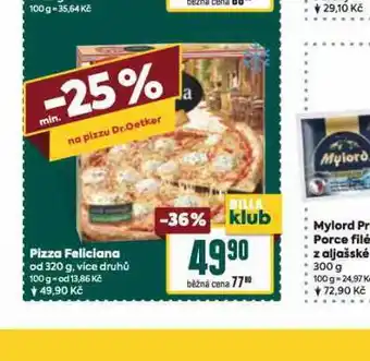 Billa Pizza feliciana nabídka