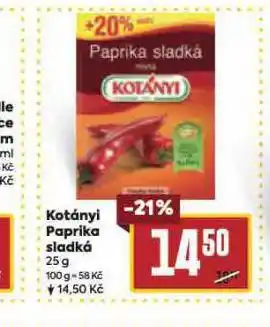 Billa Kotányi paprika sladká nabídka