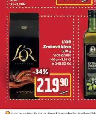 Billa L´or zrnková káva nabídka