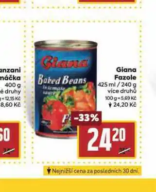 Billa Giana fazole nabídka