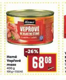 Billa Hamé vepřové maso nabídka