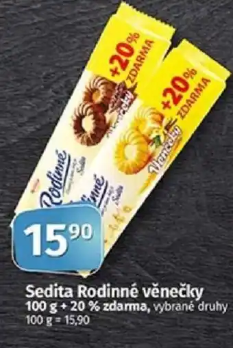 COOP TIP Sedita Rodinné věnečky 100 g + 20 % zdarma nabídka