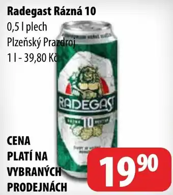 Partner Maloobchodní síť Radegast Rázná 10 0,5L nabídka