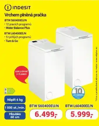 Planeo Elektro Vrchem plněná pračka BTW S60400EU/N nabídka