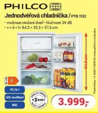 Planeo Elektro PHILCO Jednodvéřová chladnička/PTB 1132 nabídka