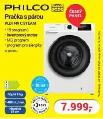 Planeo Elektro PHILCO Pračka s párou PLDI 149 C STEAM nabídka