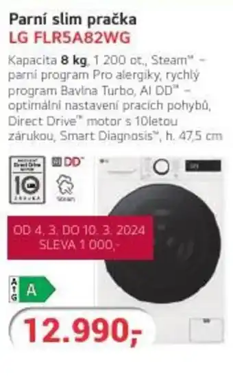 Planeo Elektro Parní slim pračka LG FLR5A82WG nabídka